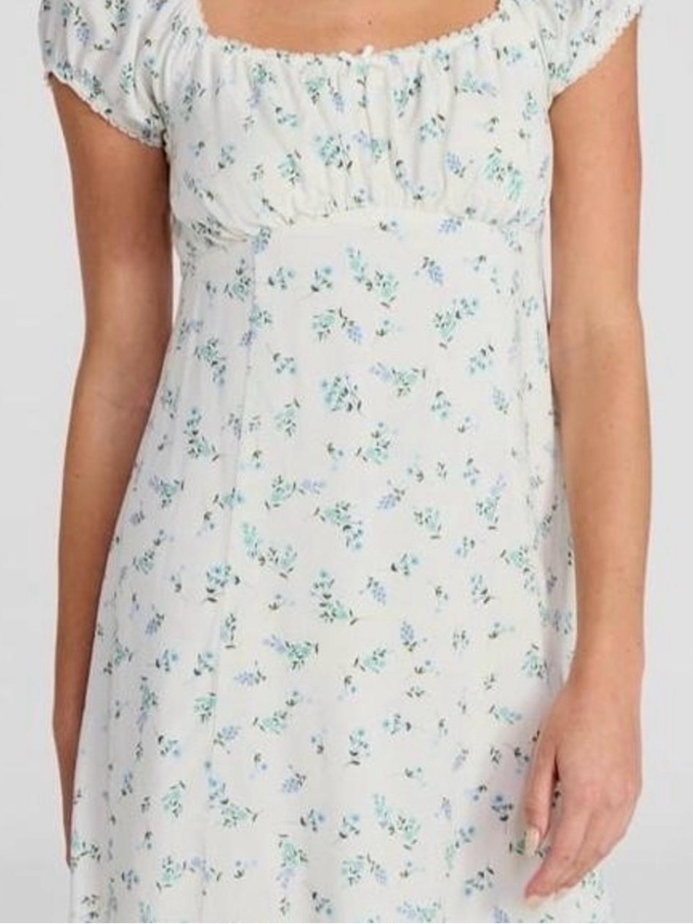 No Boundaries White Mini Dress with Blue-Green Floral Print size XL (16-18) boho